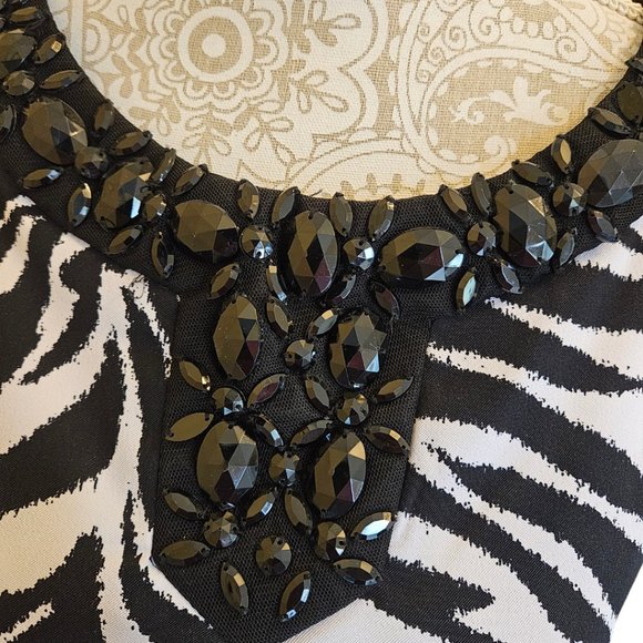 Connected apparel- Womens Black and White Zebra Pint Sheath Dress size 6 - Picture 5 of 7